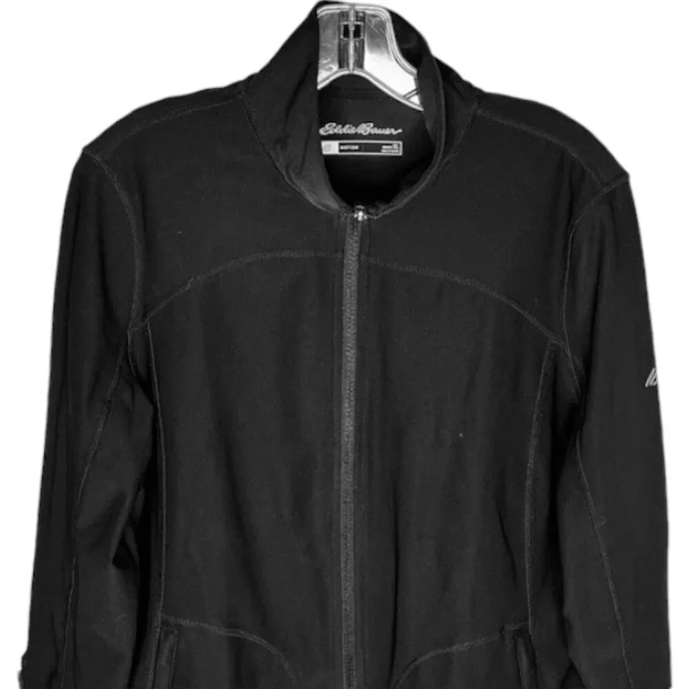 Eddie Bauer Motion High Neck Softshell Full Zip Jacket Thumbholes - Black - XL